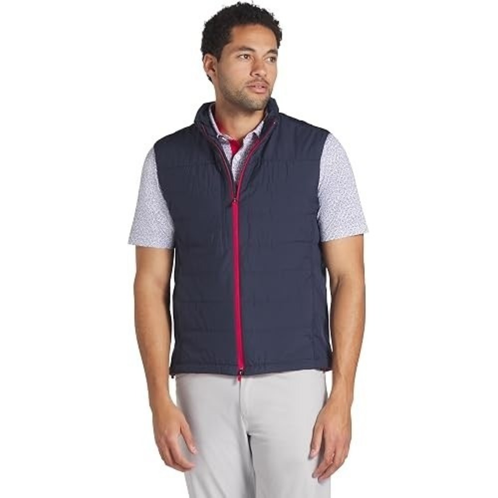 Puma Volition Fairbanks Blue Puffer Golf Vest Red Lining Mens Large 626853